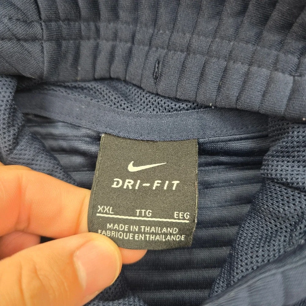 Nike Dri Fit Hoodie Sweatshirt‎ Womens 2XL Navy Blue Pullover Ribbed Training